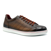 Russo Burnished Italian Calfskin Sneaker in Brown by Zelli Italia