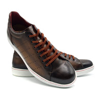 Russo Burnished Italian Calfskin Sneaker in Brown by Zelli Italia