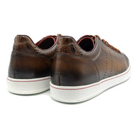 Russo Burnished Italian Calfskin Sneaker in Brown by Zelli Italia