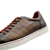Russo Burnished Italian Calfskin Sneaker in Brown by Zelli Italia