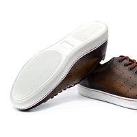 Russo Burnished Italian Calfskin Sneaker in Brown by Zelli Italia