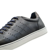 Russo Burnished Italian Calfskin Sneaker in Navy by Zelli Italia