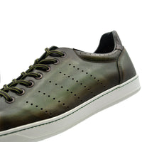 Russo Burnished Italian Calfskin Sneaker in Olive by Zelli Italia