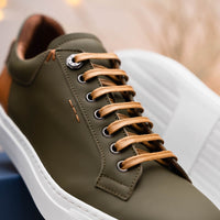 Diaz Matte Finish Rubberized Calfskin Sneaker in Olive by Zelli Italia