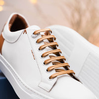 Diaz Matte Finish Rubberized Calfskin Sneaker in White by Zelli Italia