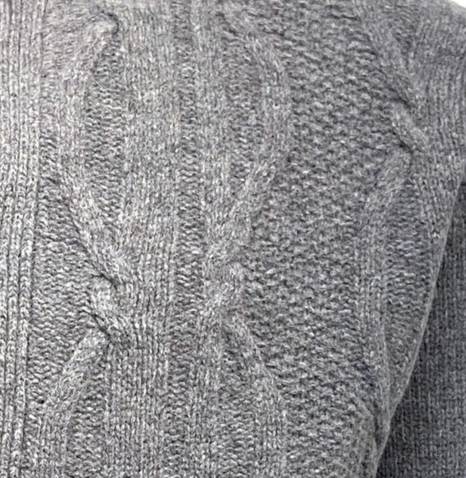 Italian-Made Wool Blend Cable Knit Button Cardigan Sweater in Grey by Viyella