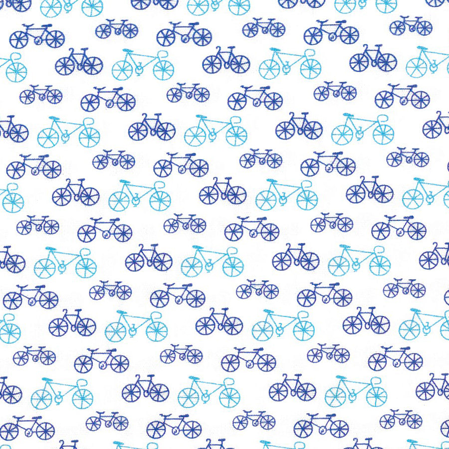 Bicycle Print Short Sleeve Sport Shirt in Blues by Viyella