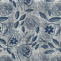 Blue Multi Botanical Print Cotton and Linen Short Sleeve Sport Shirt by Viyella