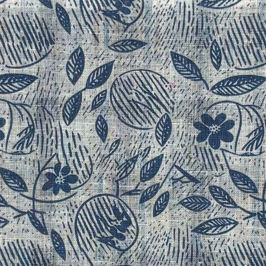 Blue Multi Botanical Print Cotton and Linen Short Sleeve Sport Shirt by Viyella