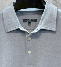Long Sleeve Pima Cotton Twill Weave Polo in Chambray Blue by Viyella