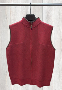 Woodsman Leather Trim Wool Blend Sleeveless Sweater Vest in Choice of Colors by Viyella