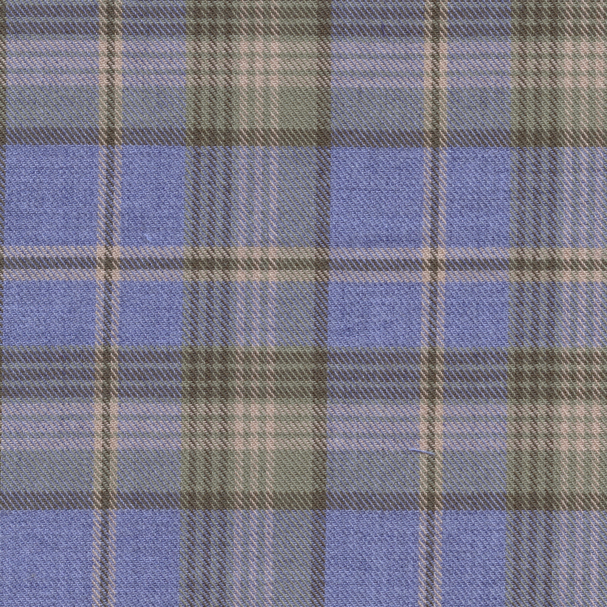 Chambray Blue and Sage Plaid Cotton and Wool Blend Button-Down Shirt by Viyella