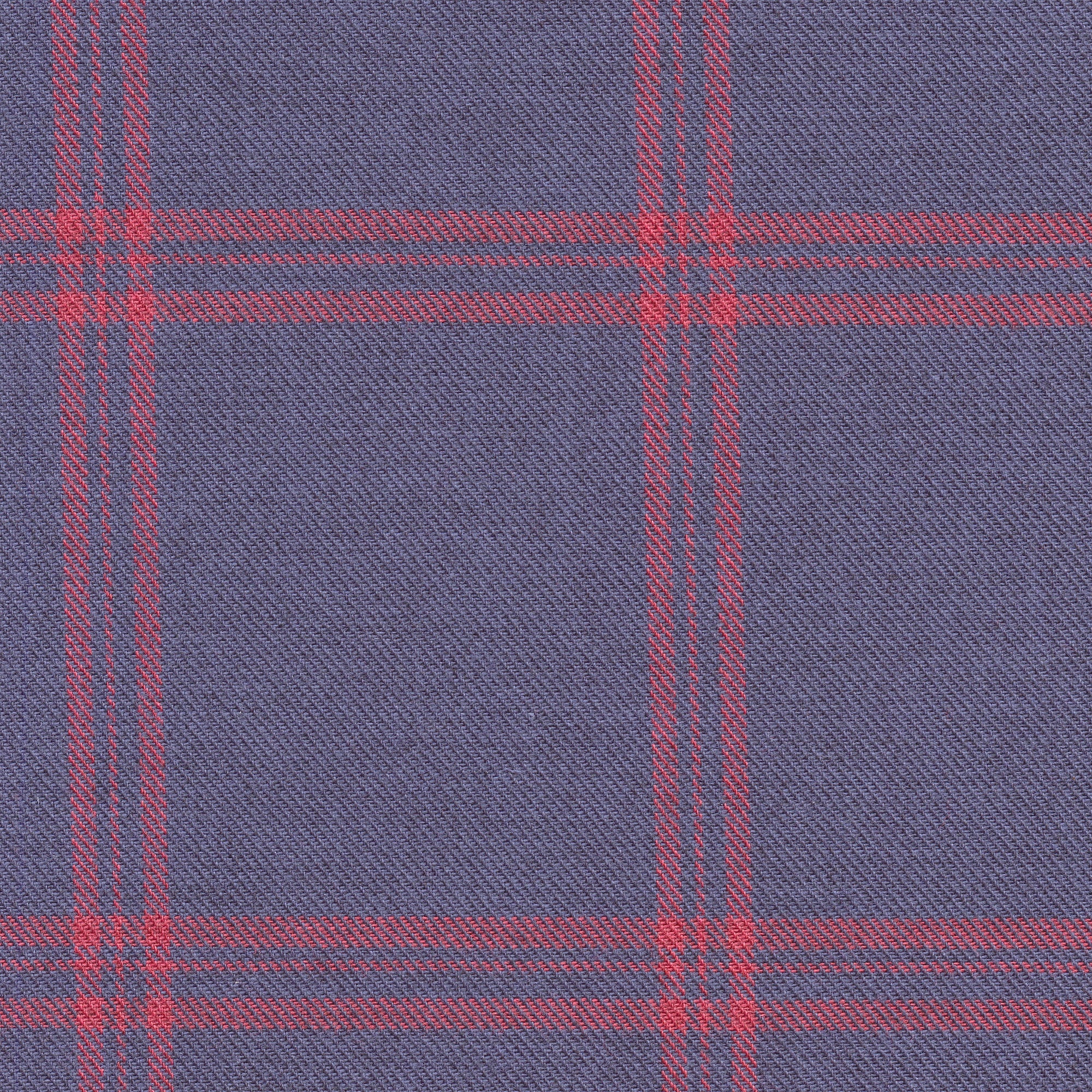 Blue and Red Windowpane Check Cotton and Wool Blend Button-Down Shirt by Viyella