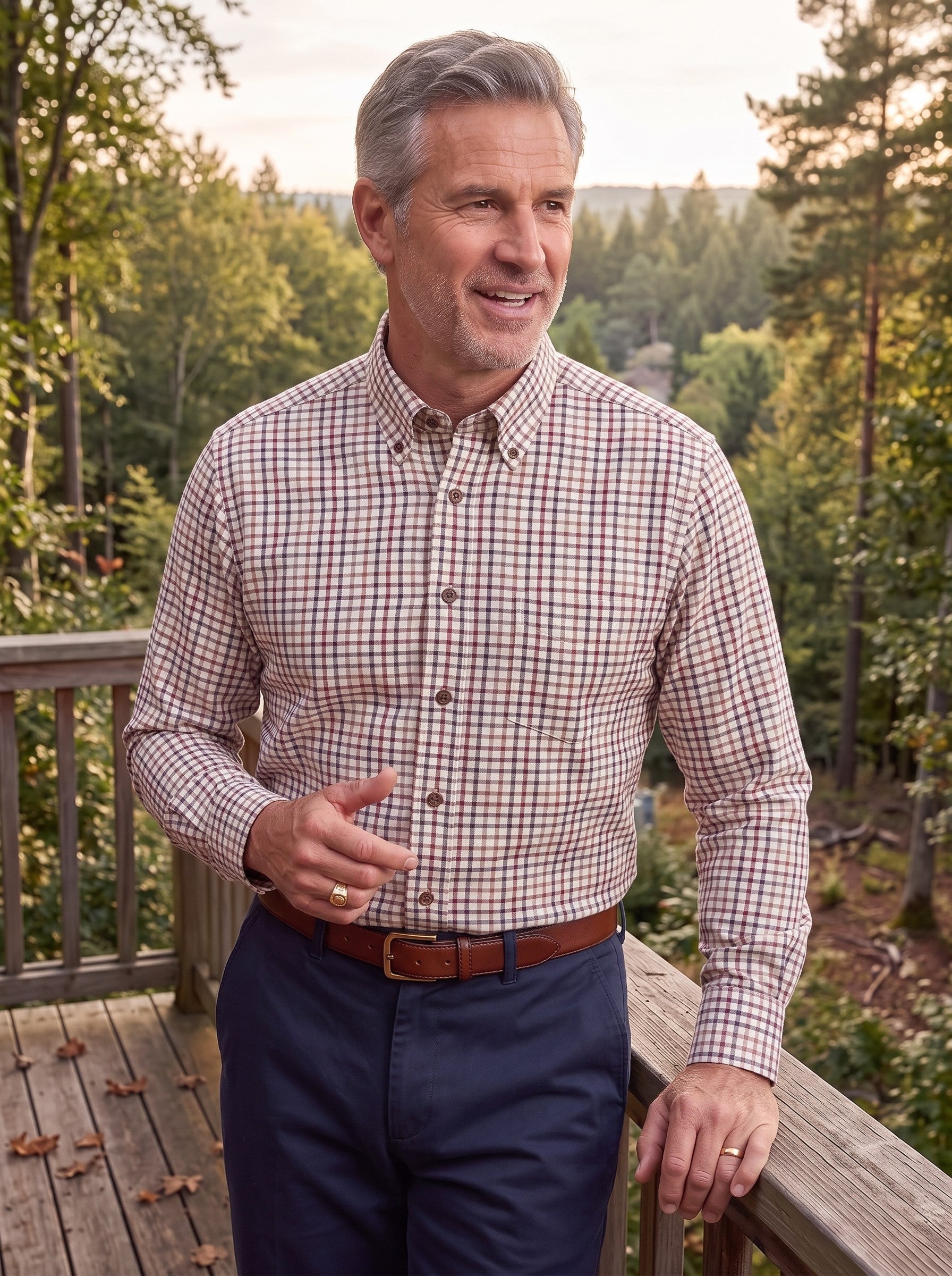 Multi Fall Tattersall Cotton and Wool Blend Button-Down Shirt by Viyella
