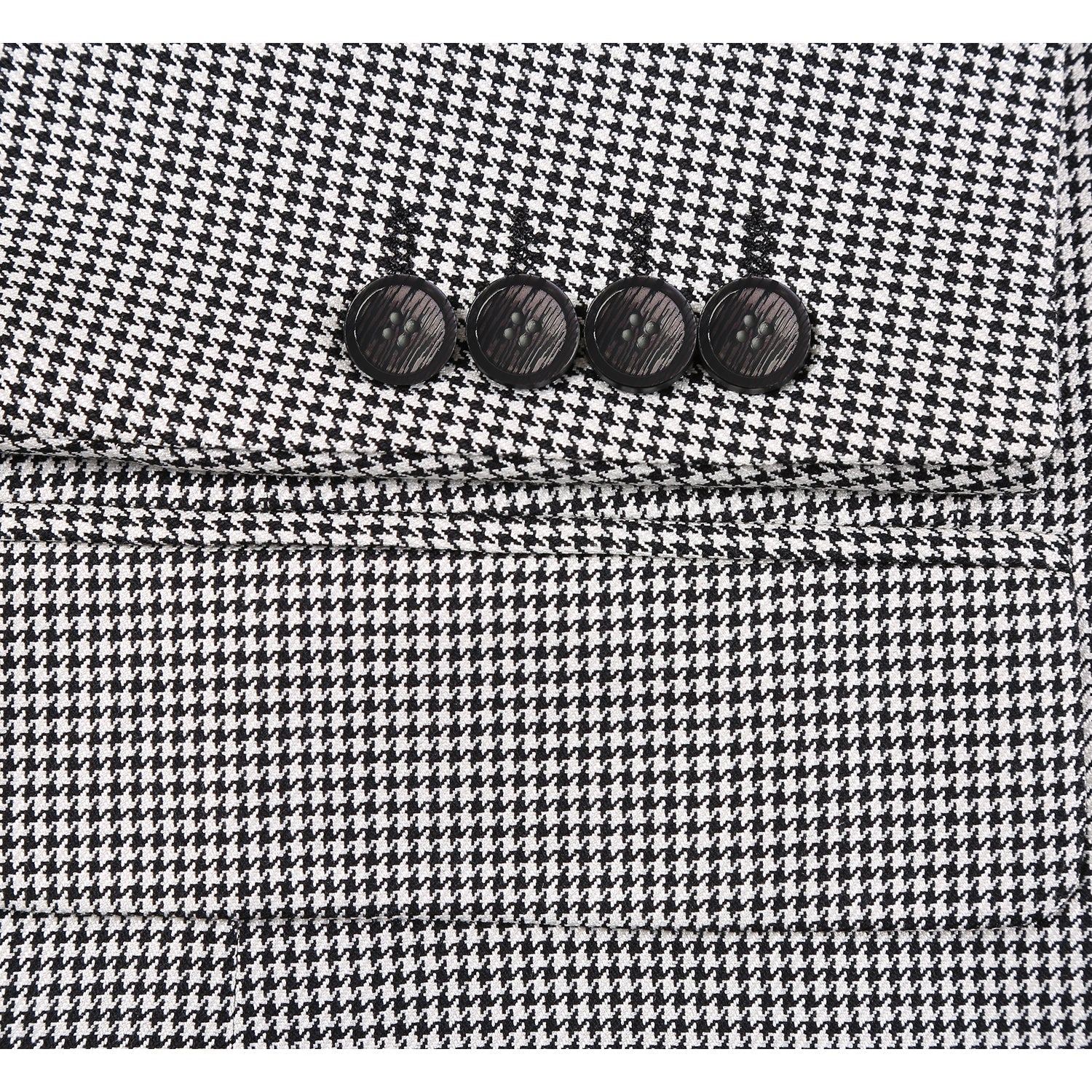 Single Breasted SLIM FIT Wool and Silk Sport Coat in Black and Winter White Houndstooth (Short, Regular, and Long Available) by Renoir