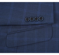 Performance 2-Button SLIM FIT Suit in a Tonal Blue Windowpane Check (Regular and Long Available) by Renoir