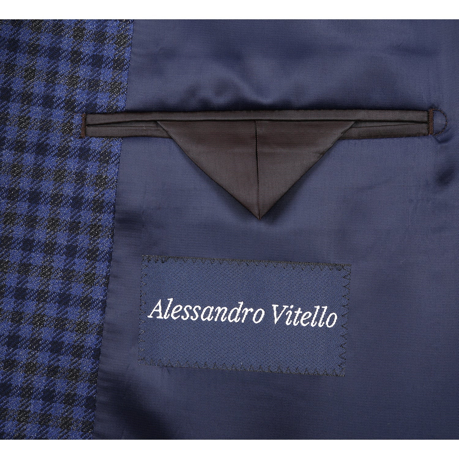 Wool Blend CLASSIC FIT Blazer in Blue and Grey Check (Short, Regular, and Long Available) by Renoir