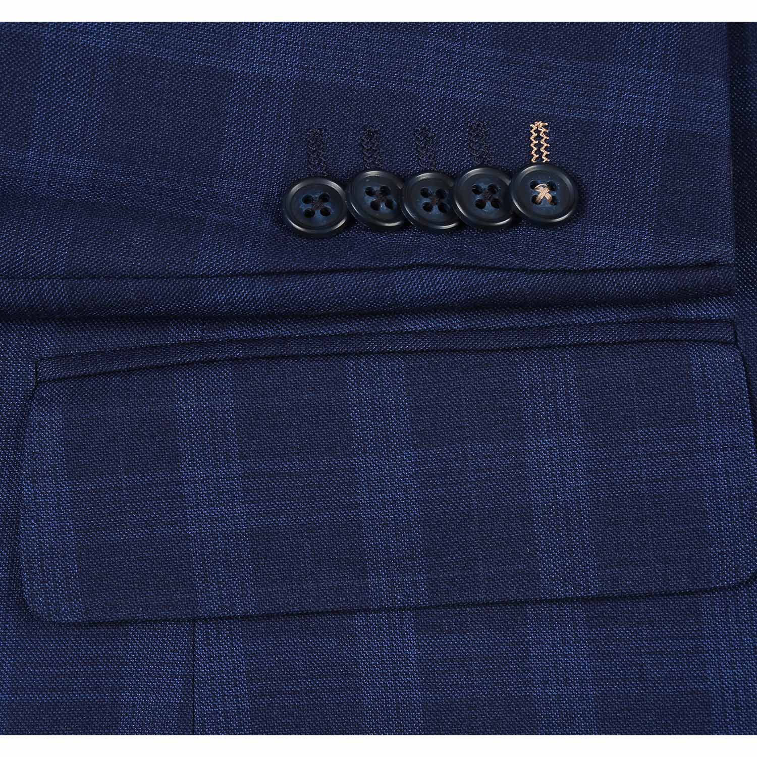 Stretch Performance Single Breasted SLIM FIT Suit in Navy Check (Short, Regular, and Long Available) by English Laundry