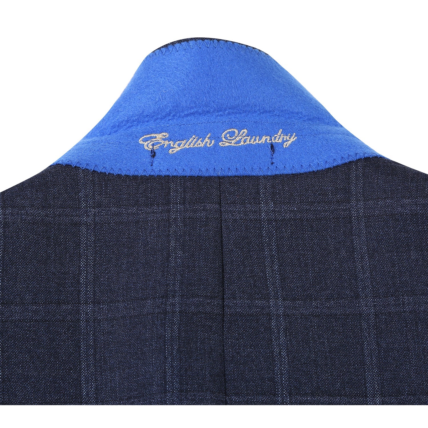 Wool Stretch Single Breasted SLIM FIT Suit in Navy Check (Short, Regular, and Long Available) by English Laundry