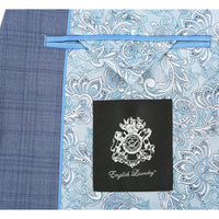 Wool Stretch Single Breasted SLIM FIT Suit in Ink Blue Check (Short, Regular, and Long Available) by English Laundry