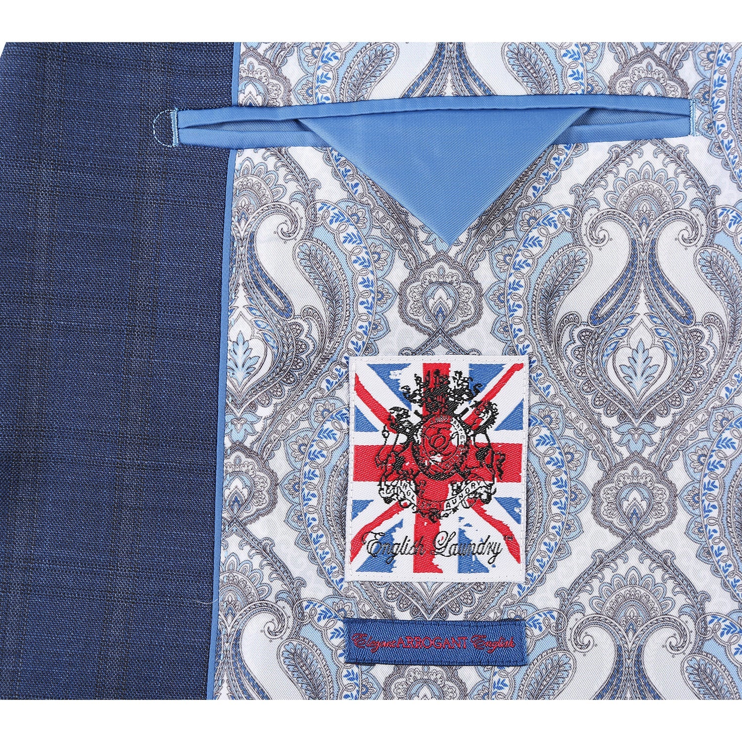 Stretch Performance Single Breasted SLIM FIT Suit in Blue Check (Short, Regular, and Long Available) by English Laundry