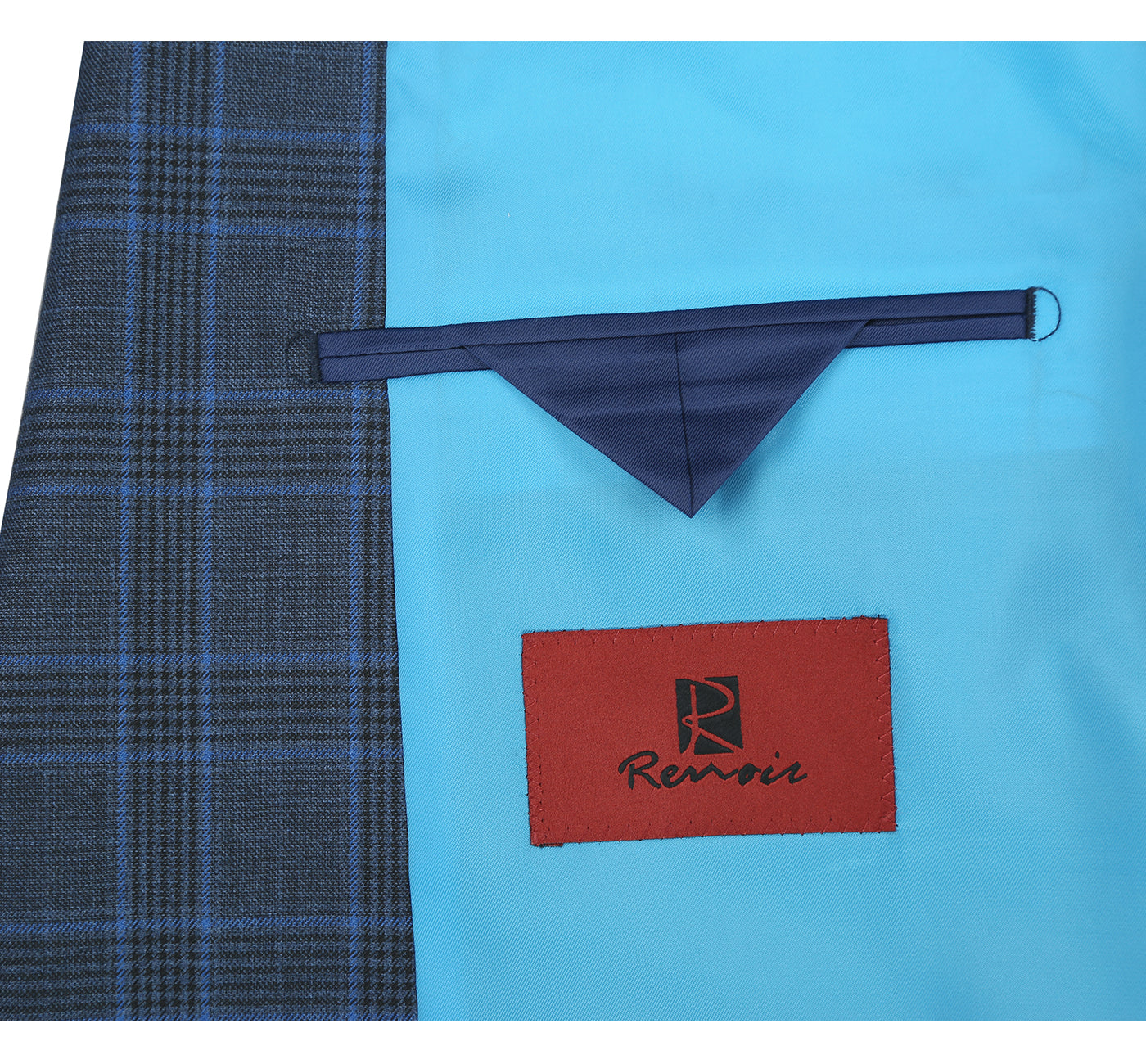 Stretch Performance 2-Button CLASSIC FIT Suit in Blue and Navy Check (Short, Regular, and Long Available) by Renoir