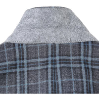 Single Breasted SLIM FIT Half Canvas Knit Soft Jacket in Grey and Blue Plaid (Short, Regular, and Long Available) by Pelago