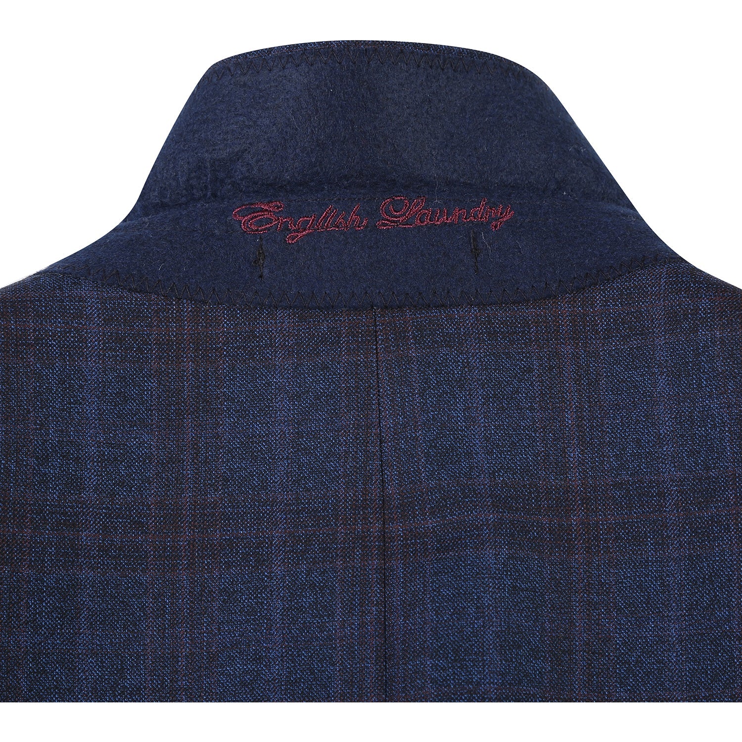 Wool Stretch Single Breasted SLIM FIT Suit in Dark Blue and Burgundy Check (Short, Regular, and Long Available) by English Laundry