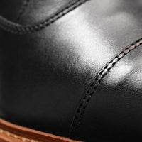 Park Avenue Verse Cap-Toe Oxford Dress Shoe in Black Leather with Brown Sole by Allen Edmonds