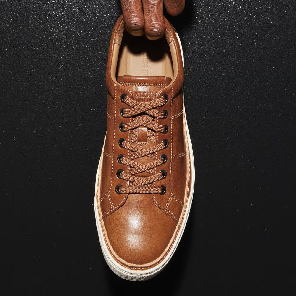Porter City Derby Lace-Up Sneaker in Walnut Brown Leather by Allen Edmonds
