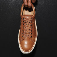 Porter City Derby Lace-Up Sneaker in Walnut Brown Leather by Allen Edmonds