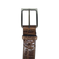 High Shine Alligator Belt in Cognac by Zelli Italia