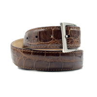 High Shine Alligator Belt in Cognac by Zelli Italia