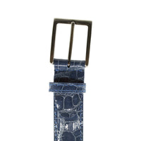 High Shine Alligator Belt in Denim Blue by Zelli Italia