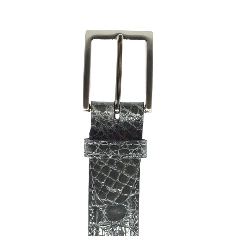 High Shine Alligator Belt in Grey by Zelli Italia