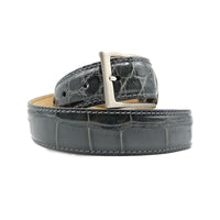 High Shine Alligator Belt in Grey by Zelli Italia