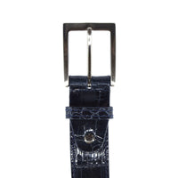 High Shine Alligator Belt in Navy by Zelli Italia