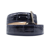 High Shine Alligator Belt in Navy by Zelli Italia