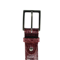 High Shine Alligator Belt in Red by Zelli Italia