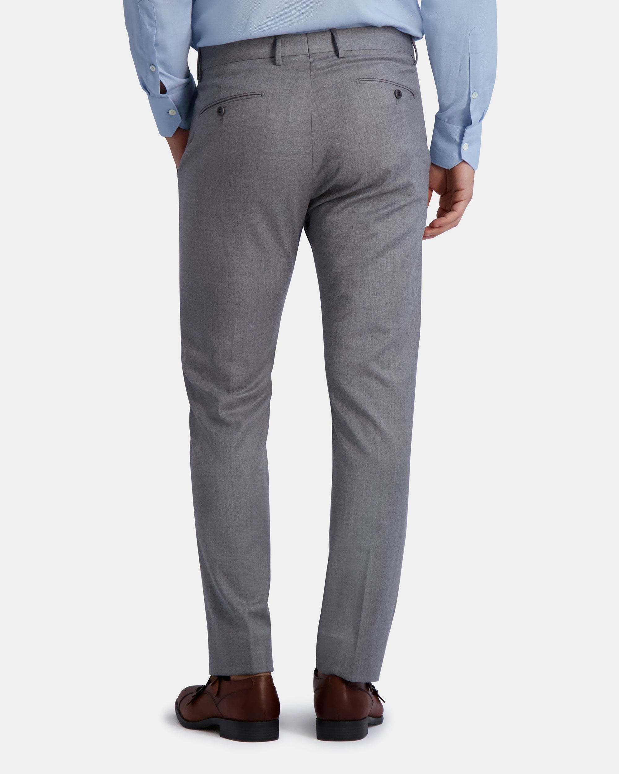 Parker Super 110s Light Stretch Flannel Wool Trouser in Light Grey (Modern Straight Fit) by Zanella