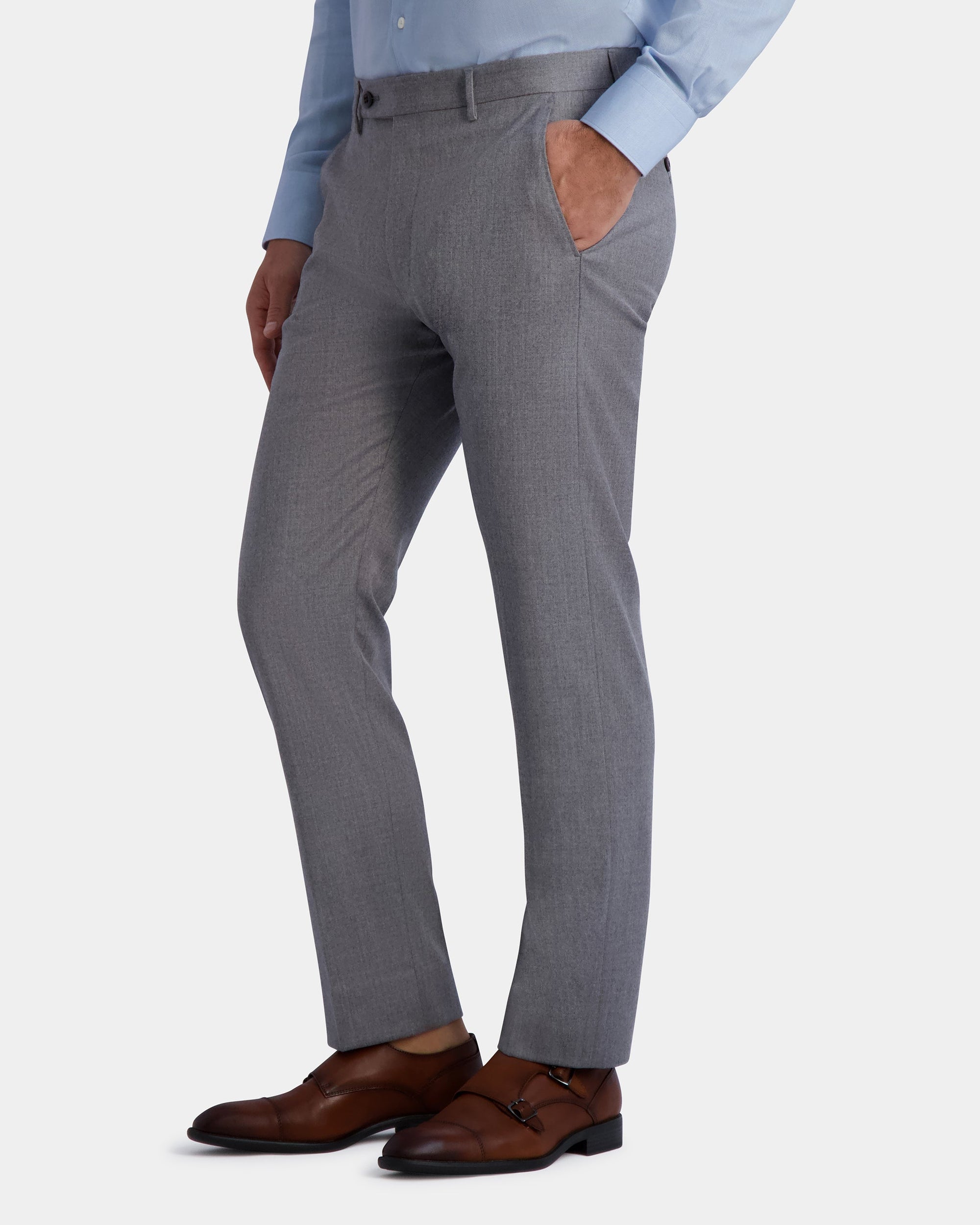Parker Super 110s Light Stretch Flannel Wool Trouser in Light Grey (Modern Straight Fit) by Zanella