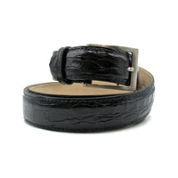 Caiman Crocodile Dress Belt in Black by Zelli Italia