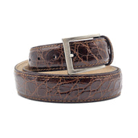 Caiman Crocodile Dress Belt in Cognac by Zelli Italia