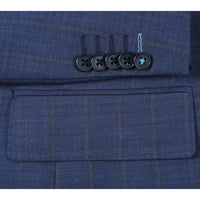 Stretch Performance Single Breasted SLIM FIT Suit in Blue Check (Short, Regular, and Long Available) by English Laundry