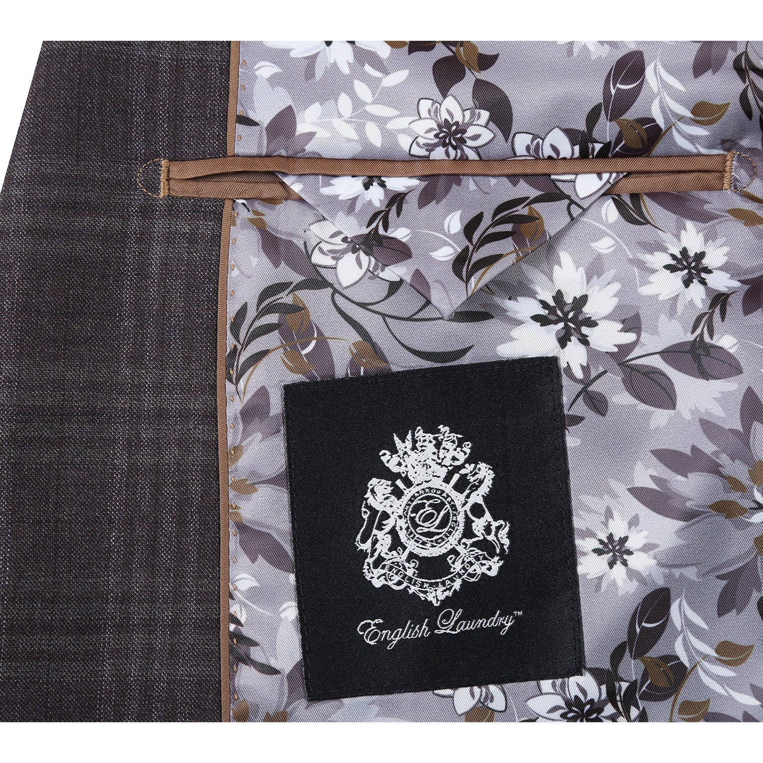 Wool Stretch Single Breasted SLIM FIT Suit in Brown Check (Short, Regular, and Long Available) by English Laundry