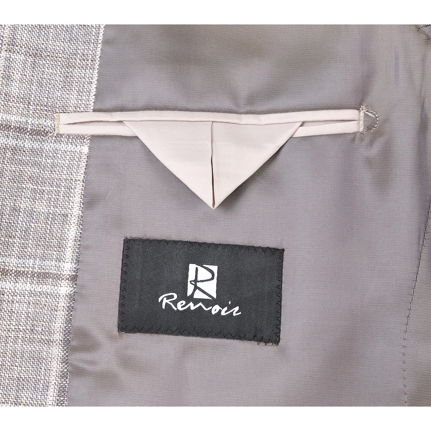 Single Breasted SLIM FIT Linen and Cotton Sport Coat in Khaki and Grey Plaid (Short, Regular, and Long Available) by Renoir