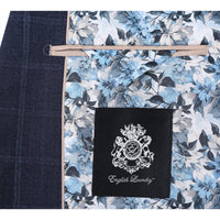 Wool Stretch Single Breasted SLIM FIT Suit in Navy Check (Short, Regular, and Long Available) by English Laundry