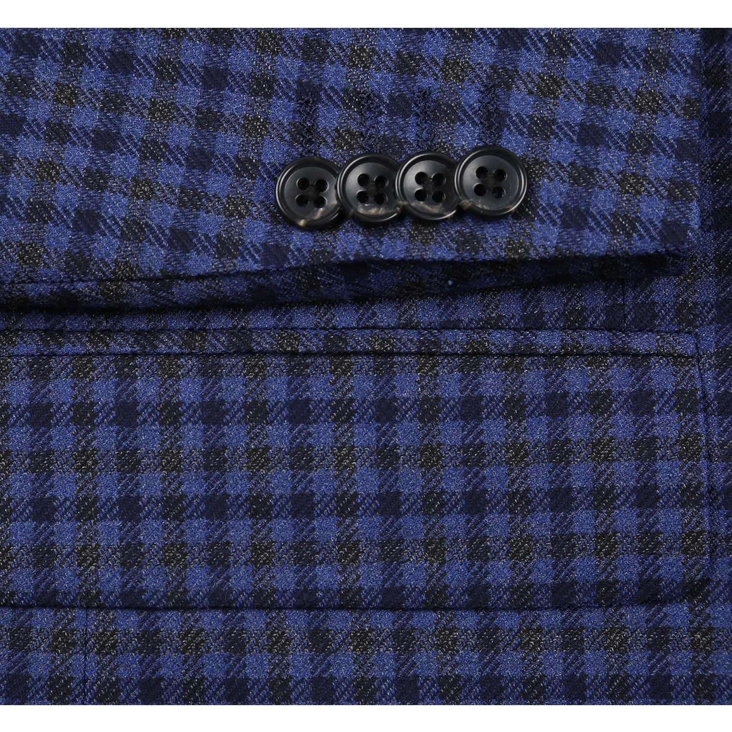 Wool Blend CLASSIC FIT Blazer in Blue and Grey Check (Short, Regular, and Long Available) by Renoir