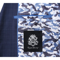 Wool Stretch Single Breasted SLIM FIT Suit in Blue Check (Short, Regular, and Long Available) by English Laundry