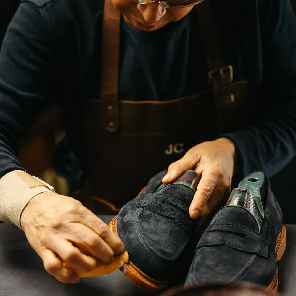 Randolph Verse Penny Loafer in Navy Suede by Allen Edmonds